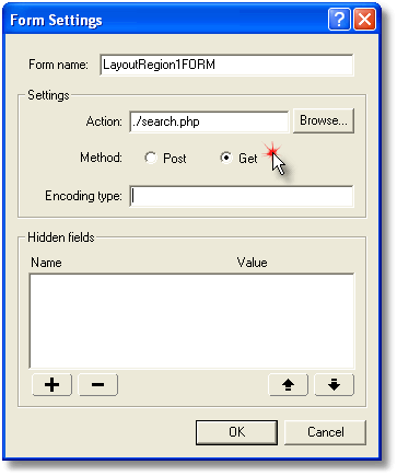 Settings for the search FORM on the non-Home pages