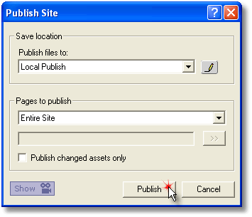 Publishing locally to create the search results template page